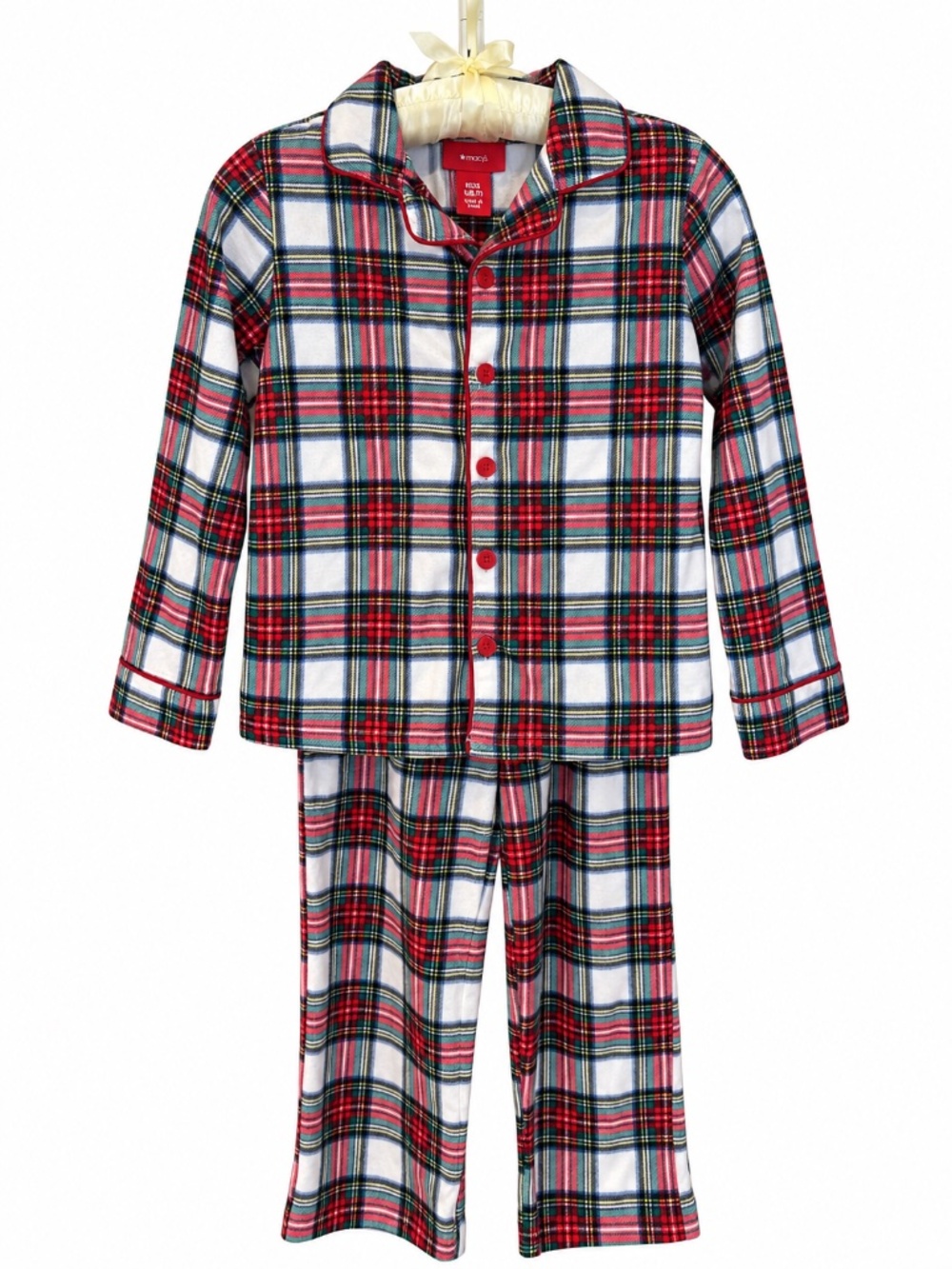 Boys Tartan Plaid Collared Button Down Pajama Set